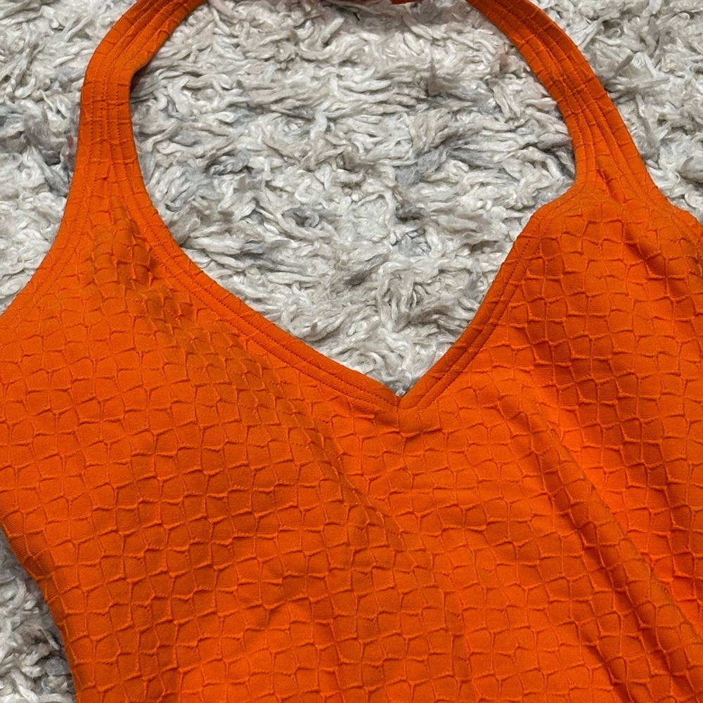 Speedo Orange Textured Swimsuit New with Tags Size 14 - Picture 6 of 16